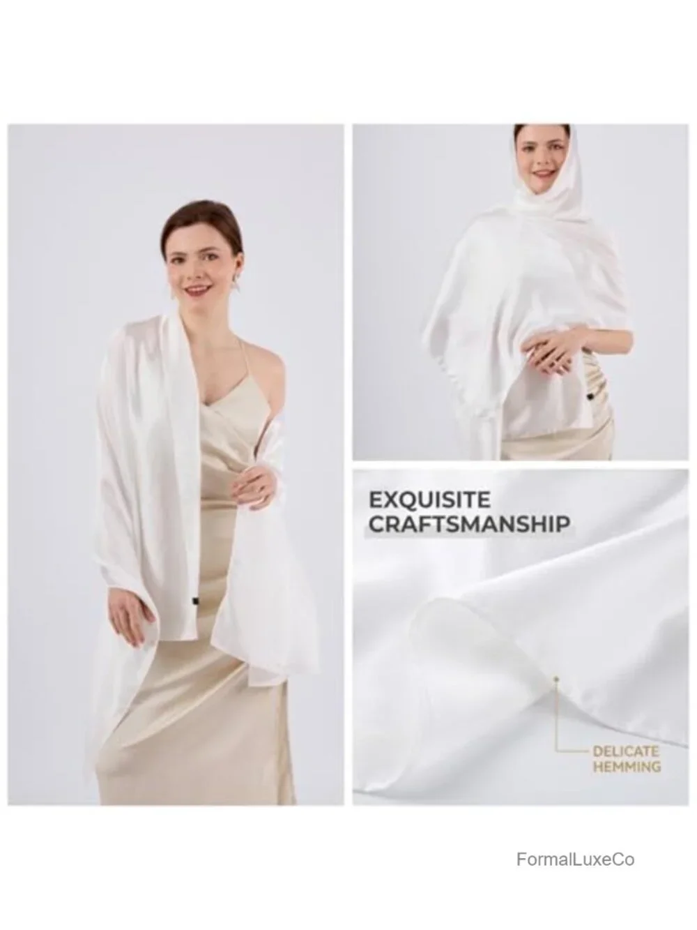 Satin Chiffon Shawl Wrap Evening Dress Formal Cover Up Long Scarf